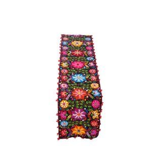 Embroidery Floral, Peruvian Hand-Woven Table Runner |Multi Color Flowers Peruvia